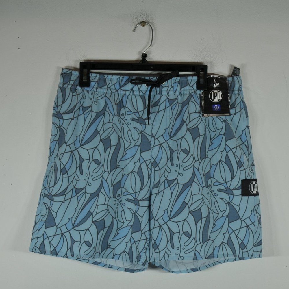 IPD Men’s Boardshorts L A63 Fit 17" Ewaist Tropics Blue NWT